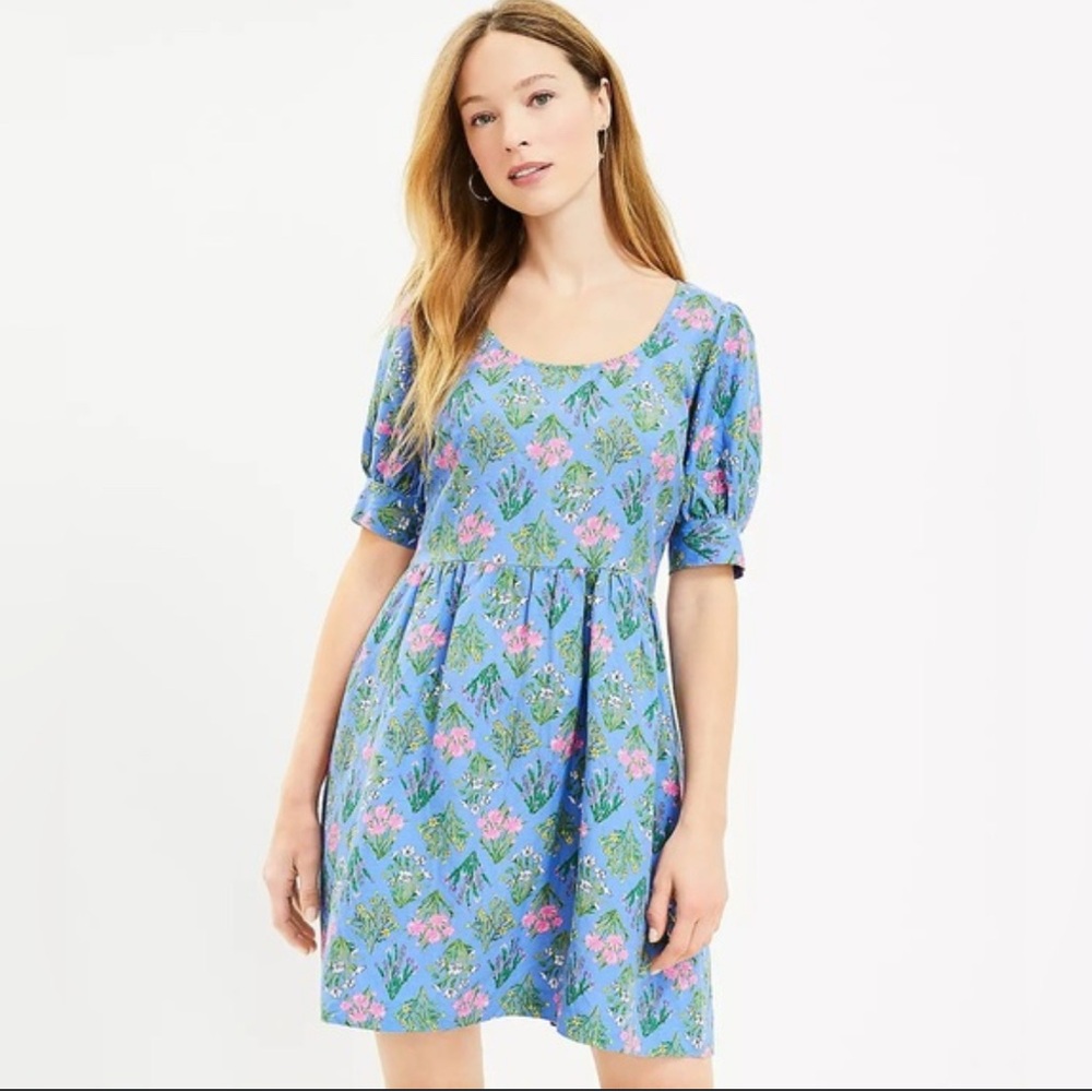NWT! LOFT Blue pink yellow Floral Dress